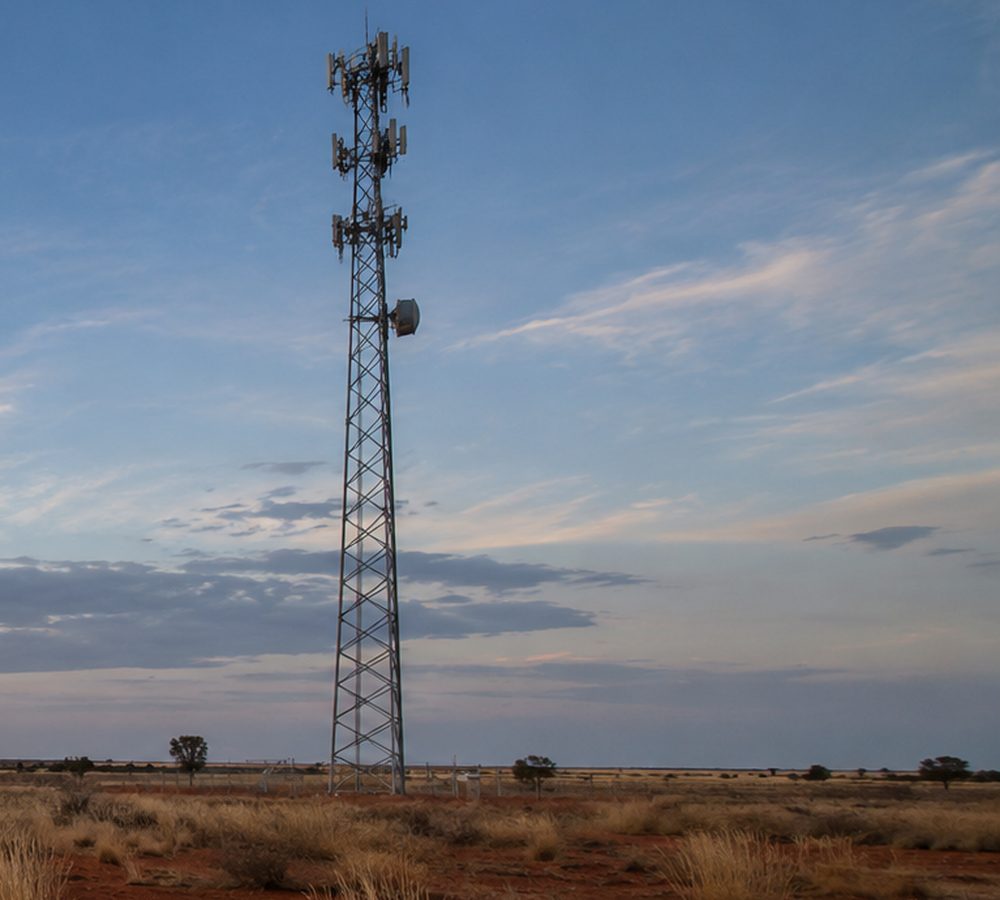Communications tower on open Australian land